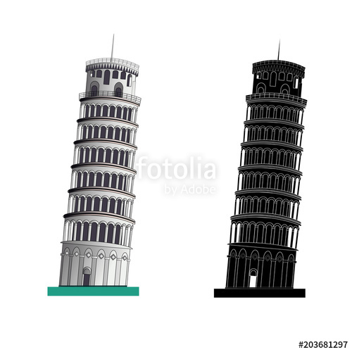 Leaning Tower Of Pisa, Vector Illustration, Isolated Stock Image 500x500 Leaning Tower Of Pisa, Vector Illustration, Isolated Stock Image