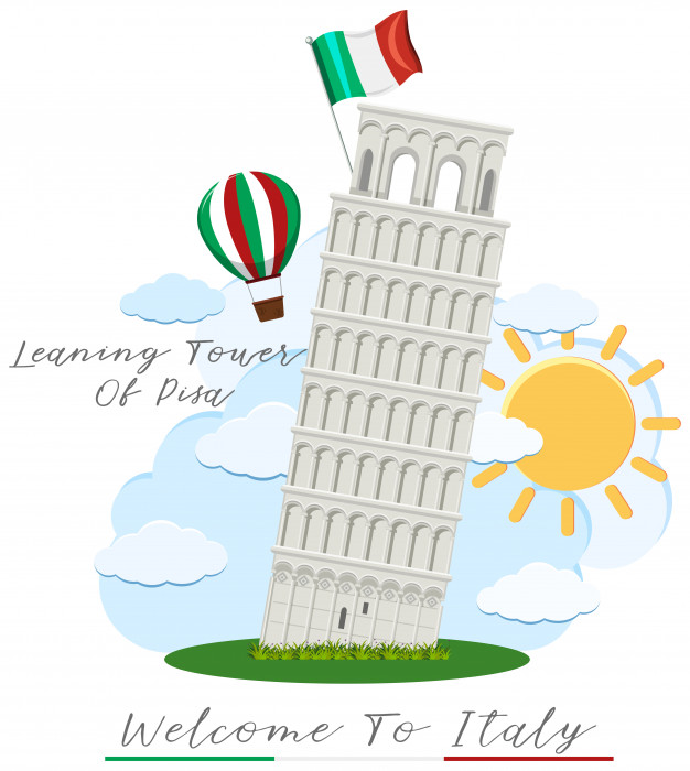 Welcome To Italy With Leaning Tower Of Pisa Vector Premium Download 626x700 Welcome To Italy With Leaning Tower Of Pisa Vector Premium Download