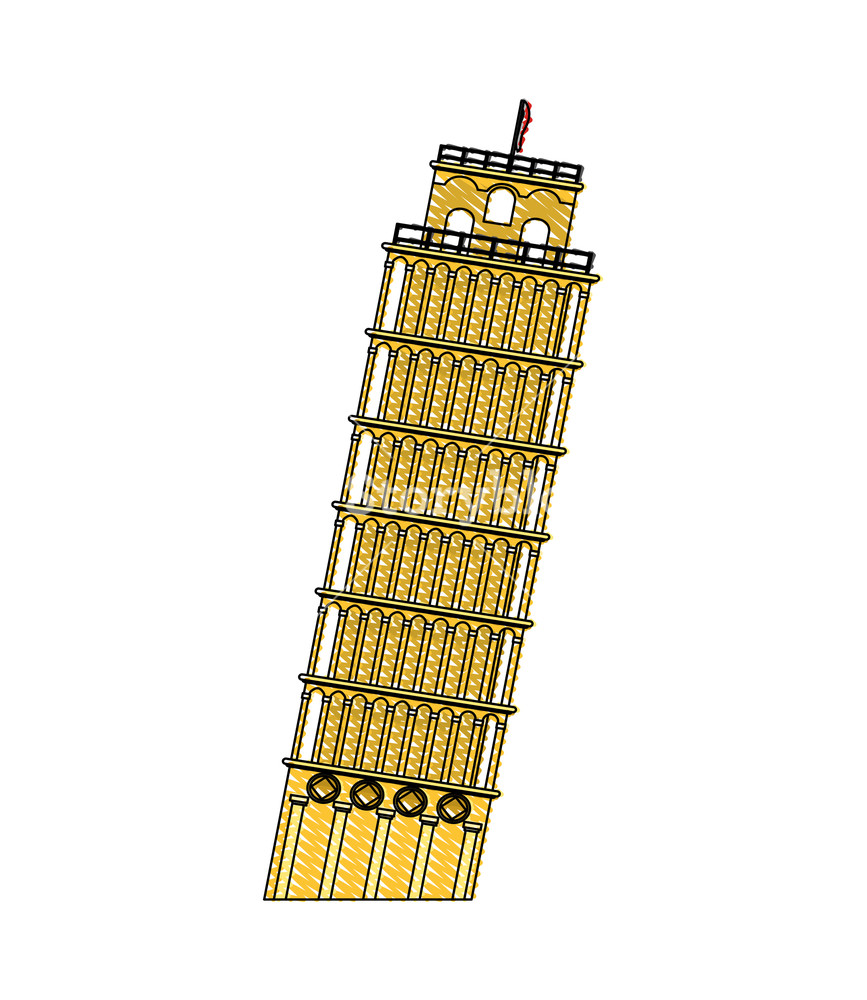 Doodle Medieval Leaning Tower Of Pisa Architecture Vector 867x1000 Doodle Medieval Leaning Tower Of Pisa Architecture Vector