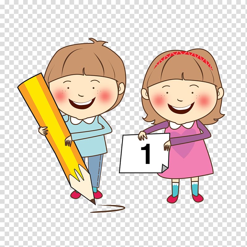800x800 Boy And Girl Illustration, Child Study Skills Learning Happy