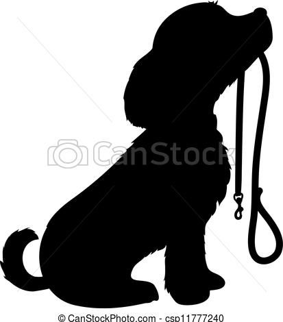 413x470 Dog And Leash Vector