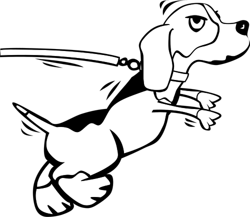 500x434 Dog On Leash Vector Image