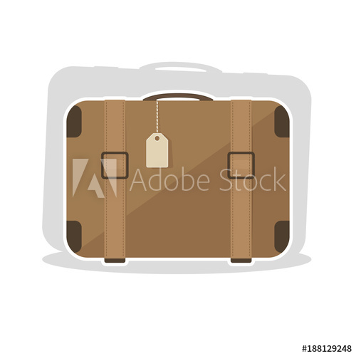 500x500 Old Vintage Suitcase With Leather Belt Vector Illustration