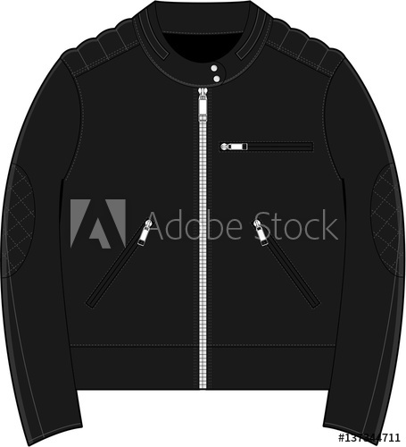 455x500 Black Leather Biker Jacket Fashion Template