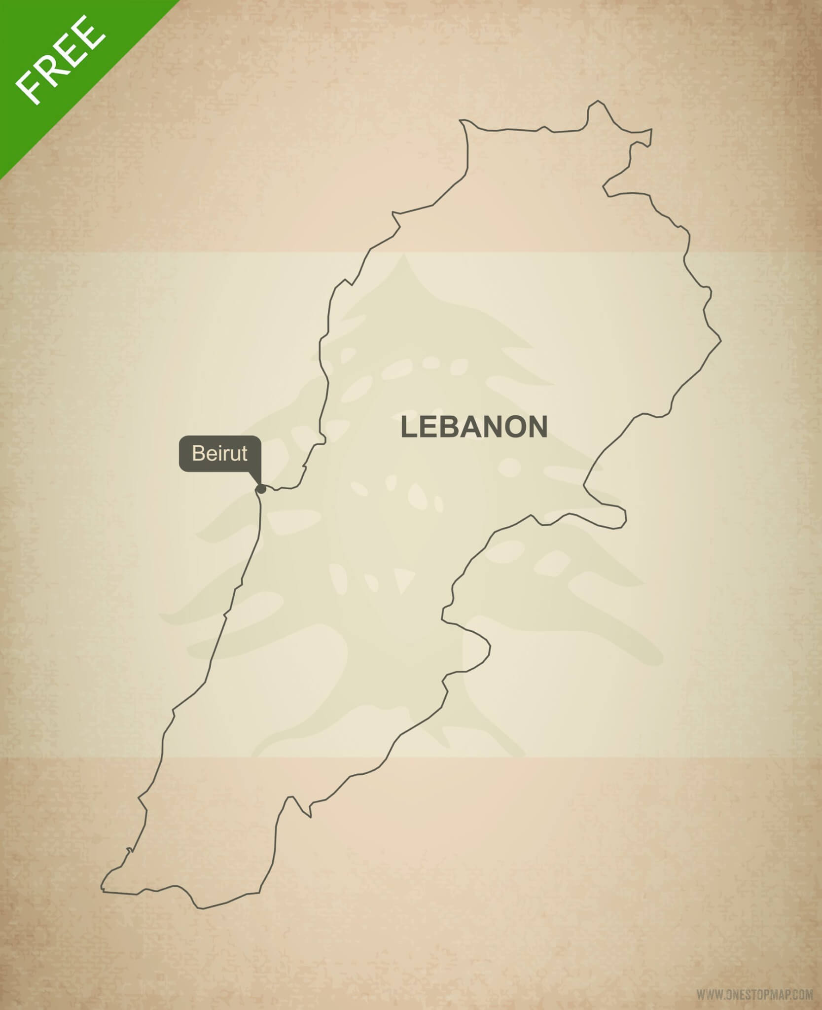 1667x2048 Free Vector Map Of Lebanon Outline One Stop Map