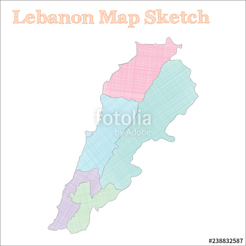 500x500 Lebanon Map Hand Drawn Country Pleasing Sketchy Lebanon Map