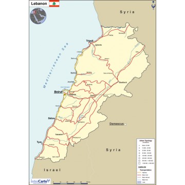 360x360 Map Of Lebanon Simplified Version