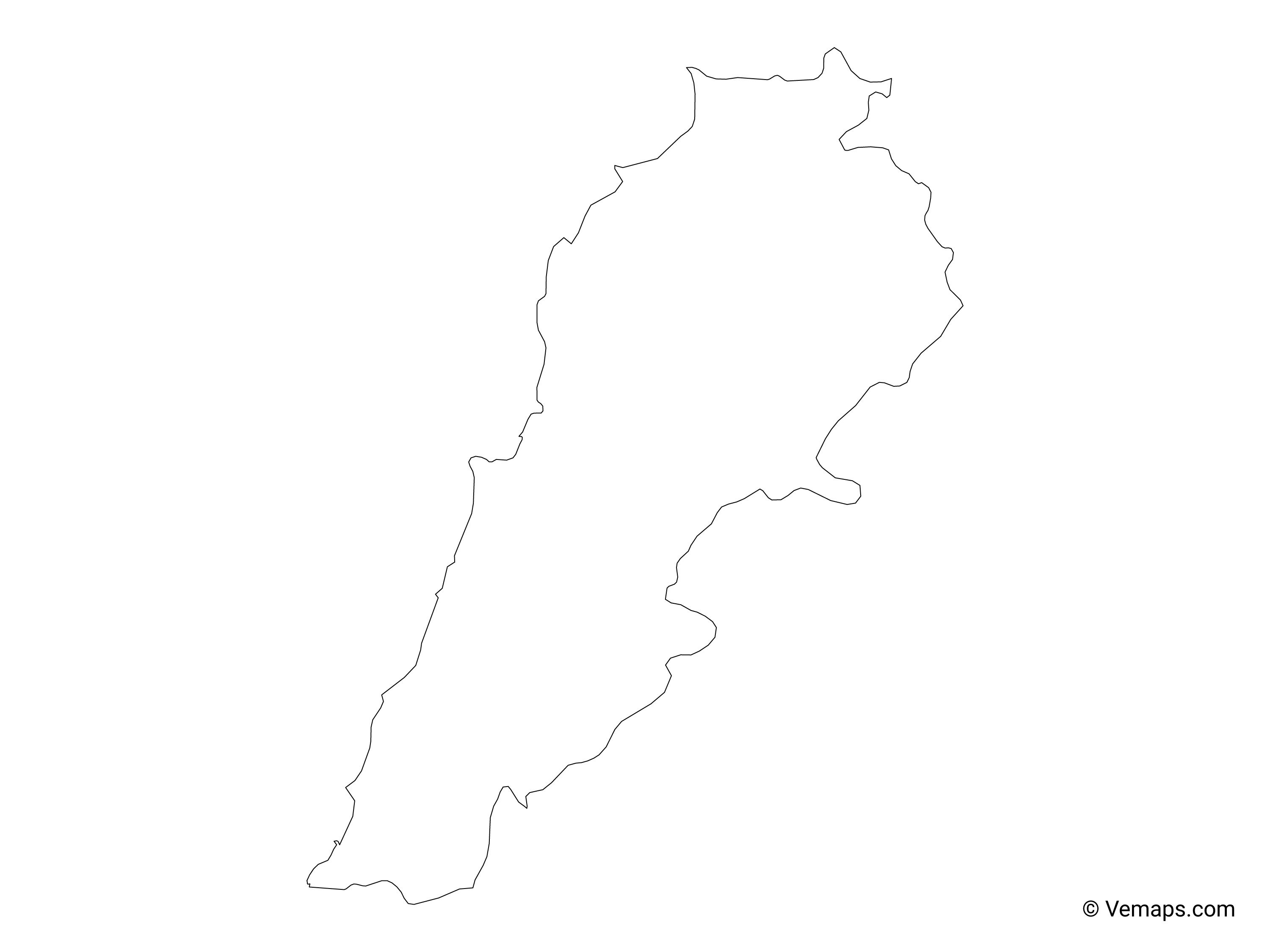 3000x2250 Outline Map Of Lebanon Free Vector Maps
