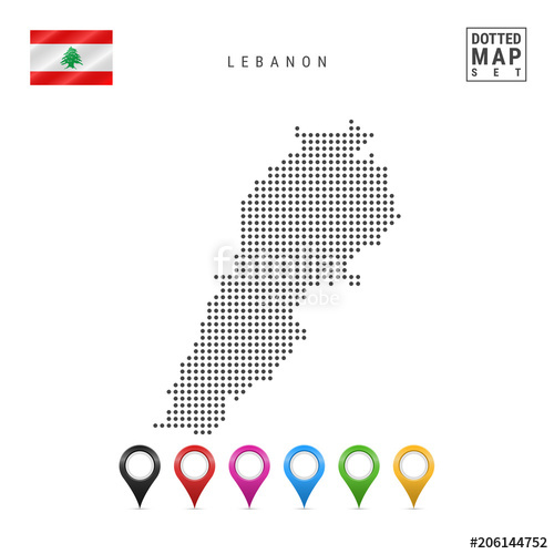 500x500 Vector Dotted Map Of Lebanon Simple Silhouette Of Lebanon