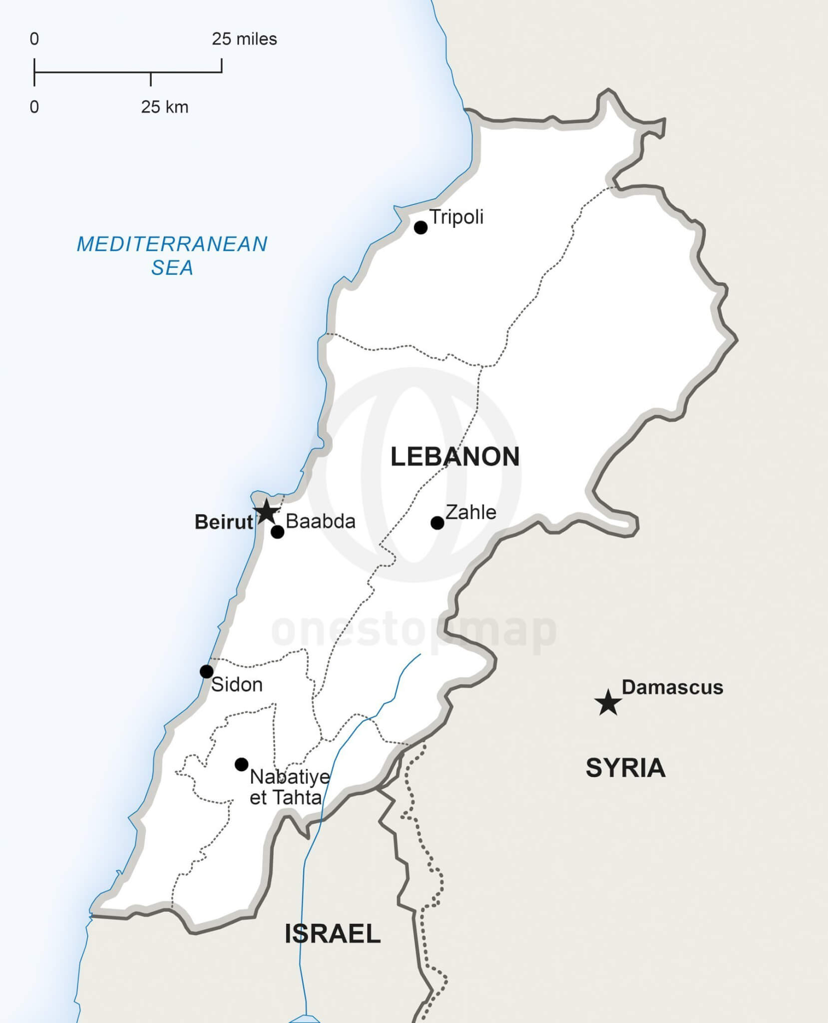 1658x2048 Vector Map Of Lebanon Political One Stop Map