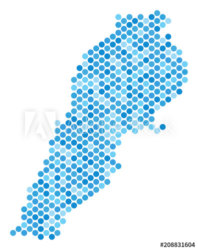 397x500 Blue Pixelated Lebanon Map Vector Geographic Map In Cold Blue