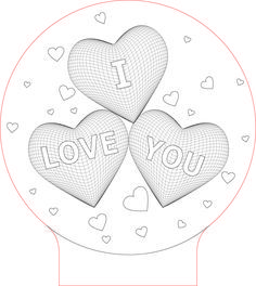 236x264 Hearts I Love You Illusion Led Light Vector Glass