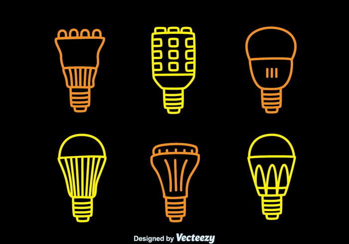 700x490 Led Lights Lamp Line Icons Collection Vector Free