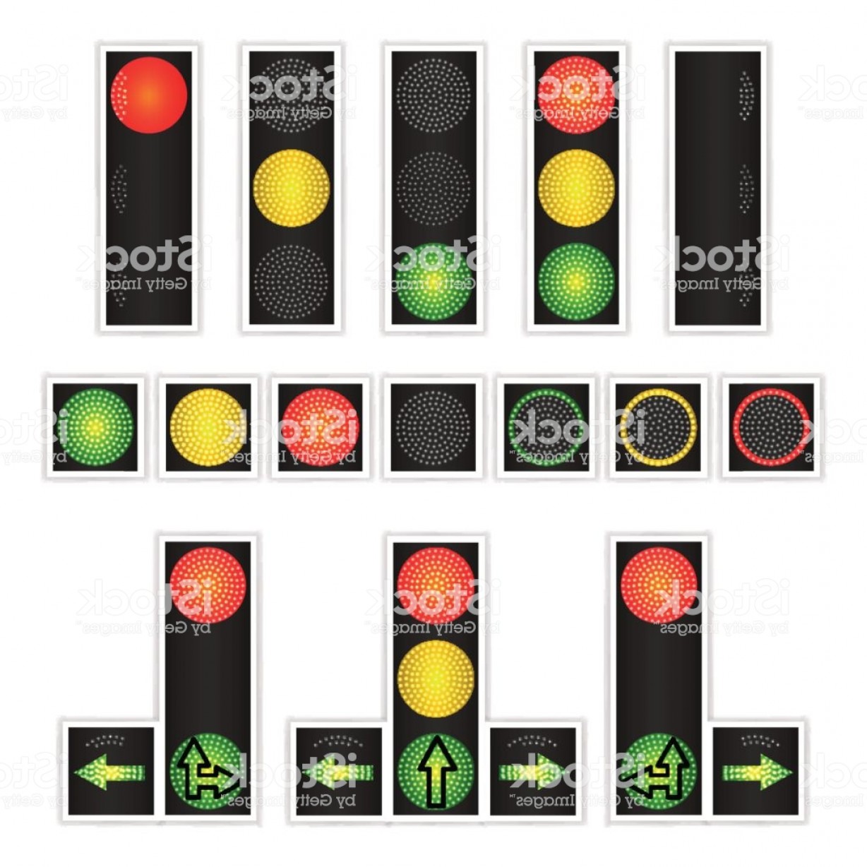1228x1228 Road Traffic Light Vector Realistic Led Panel Sequence Lights Red