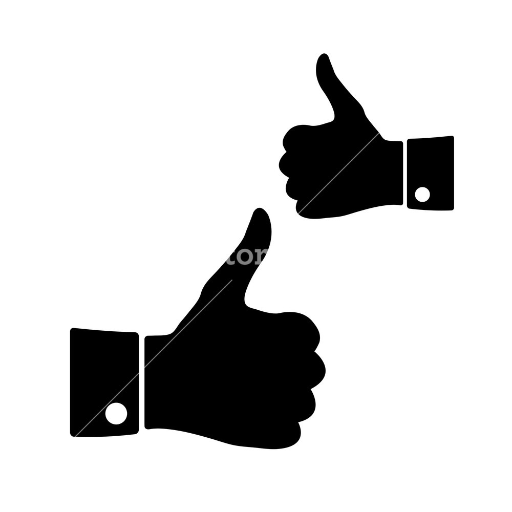 1000x1000 Black Icons Thumbs Up On A White Background, Left And Right Hand