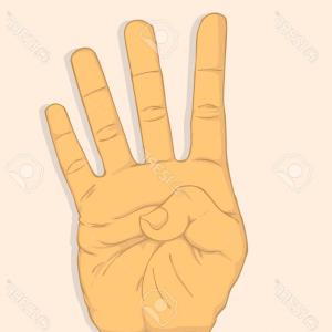 300x300 Photostock Vector Left Hand Show Four Fingers Vector