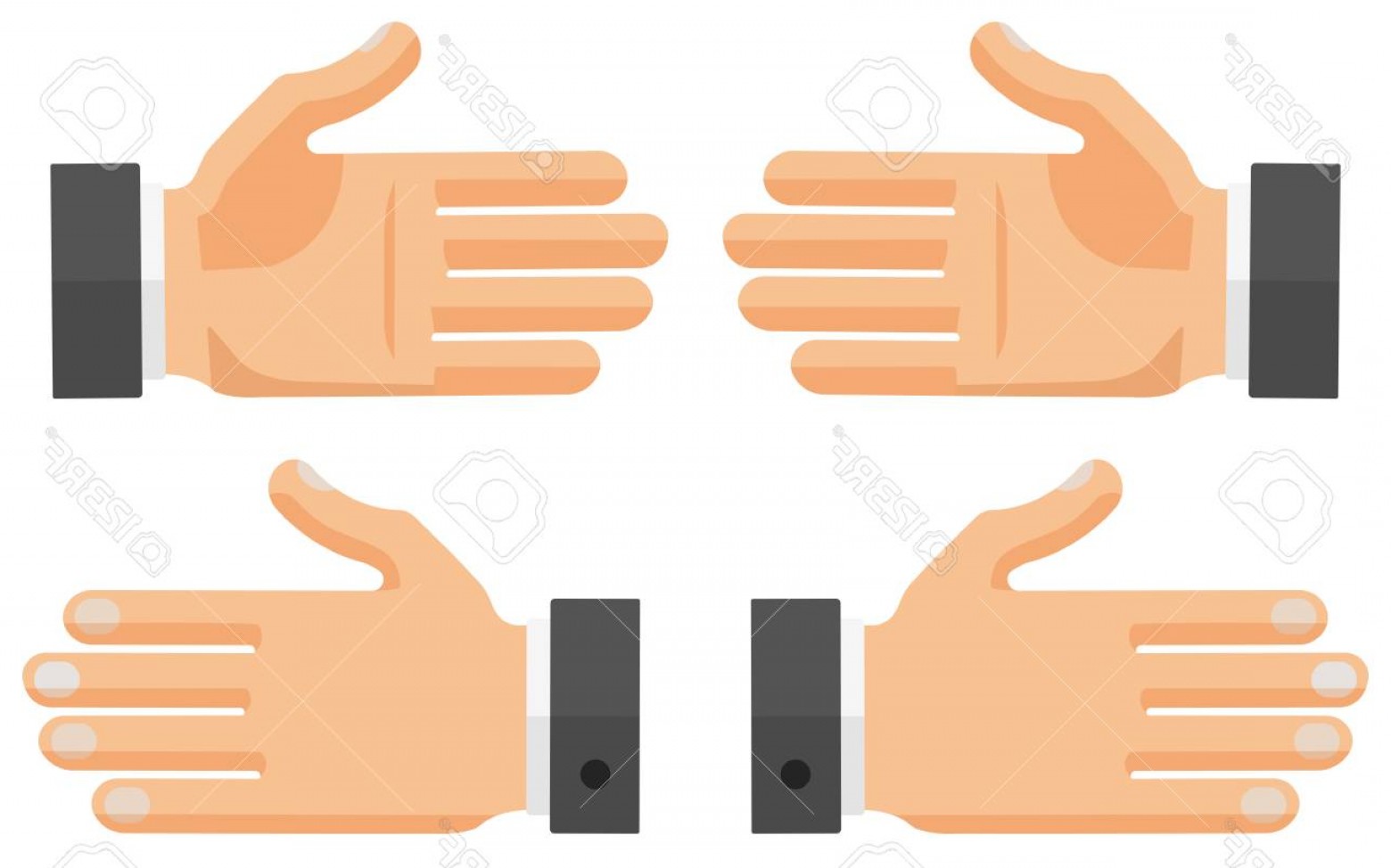 1560x974 Photostock Vector Vector Flat Hands Set Right Left Palms Front