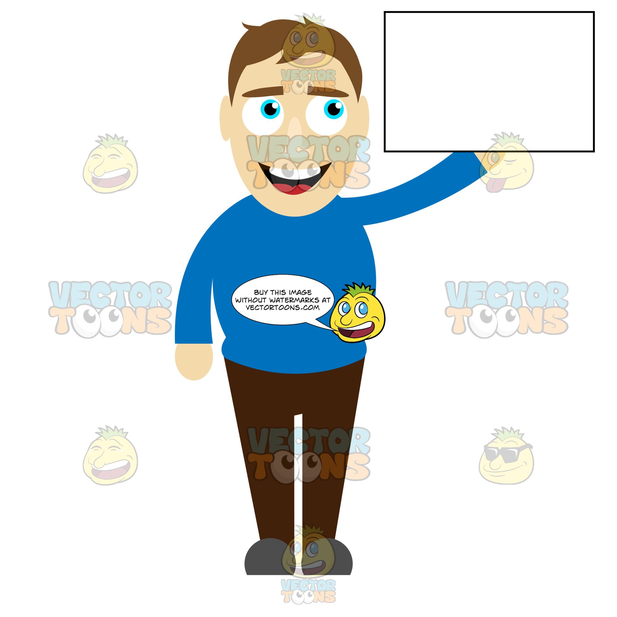 2000x2000 Smiling Man Holding A Blank Sign In His Left Hand Clipart