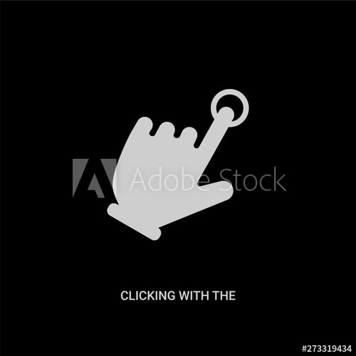 500x500 White Clicking With The Left Hand Vector Icon On Black Background