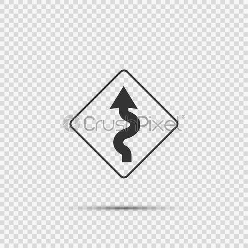 500x500 Left Winding Road Sign On Transparent Background,vector
