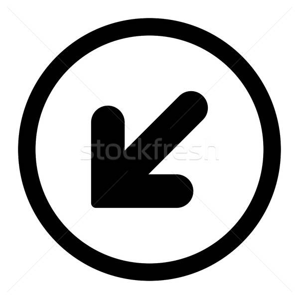600x600 Arrow Down Left Flat Black Color Rounded Vector Icon Vector