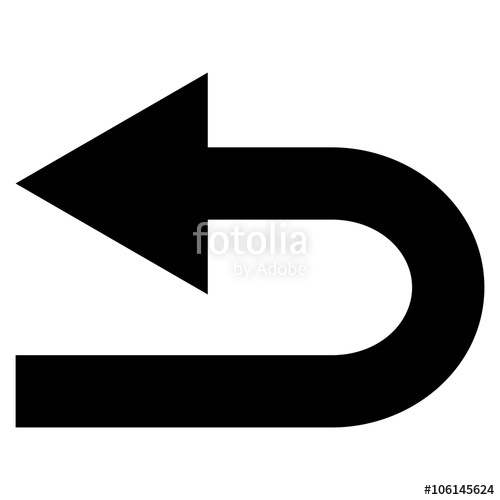 500x500 Turn Left Vector Icon Style Is Flat Icon Symbol, Black Color