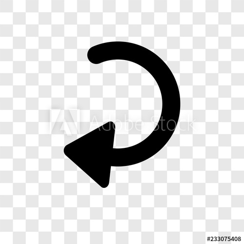 500x500 Curved Down Left Arrow Vector Icon Isolated On Transparent