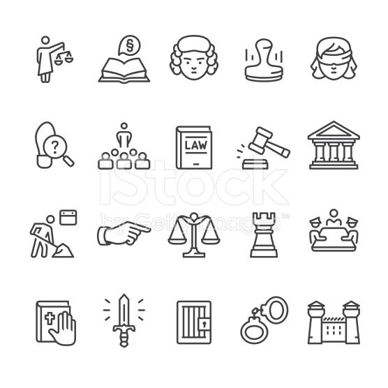 556x556 Law, Legal System Court Related Vector Icon Set Infographics
