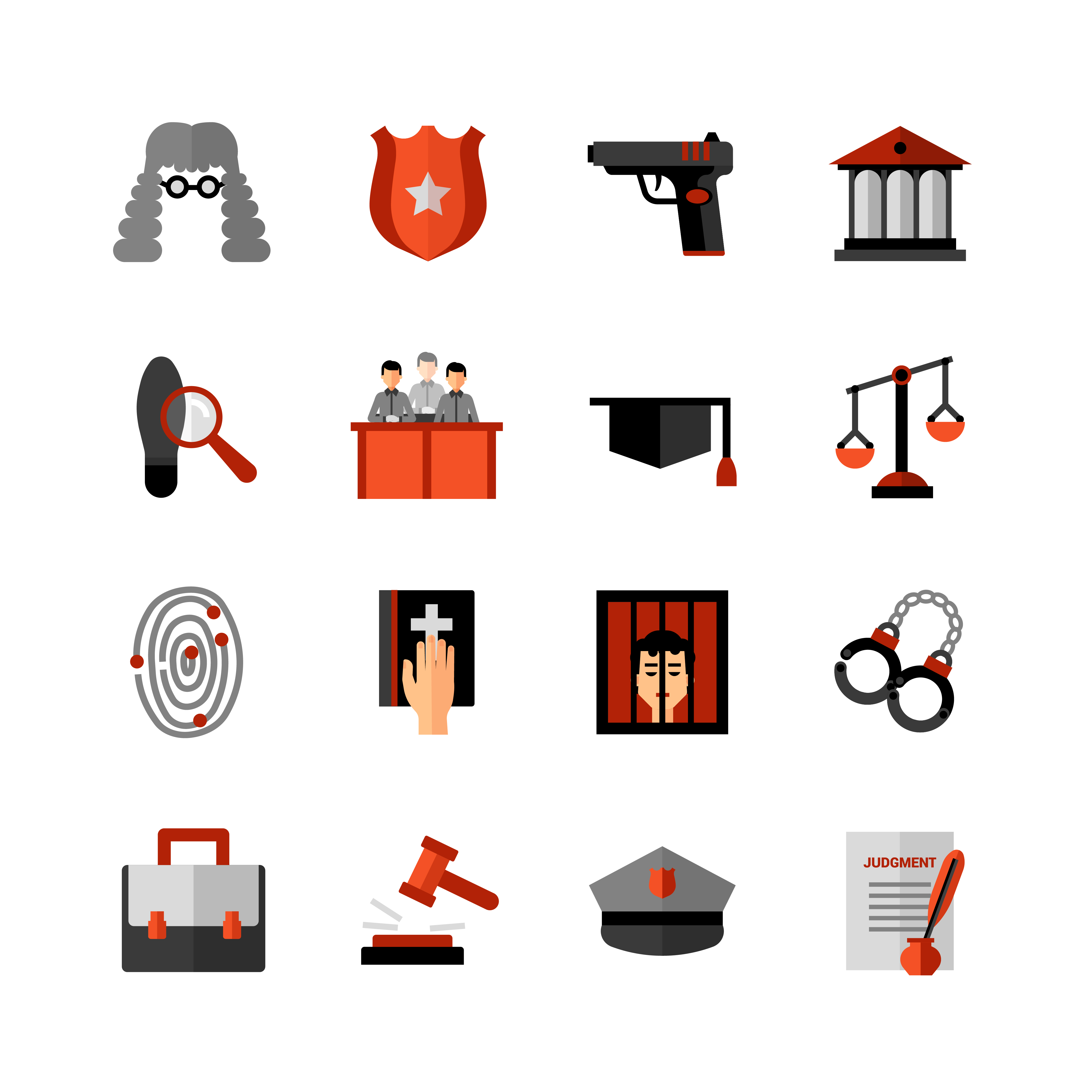 4500x4500 Legal Law Flat Icons Set