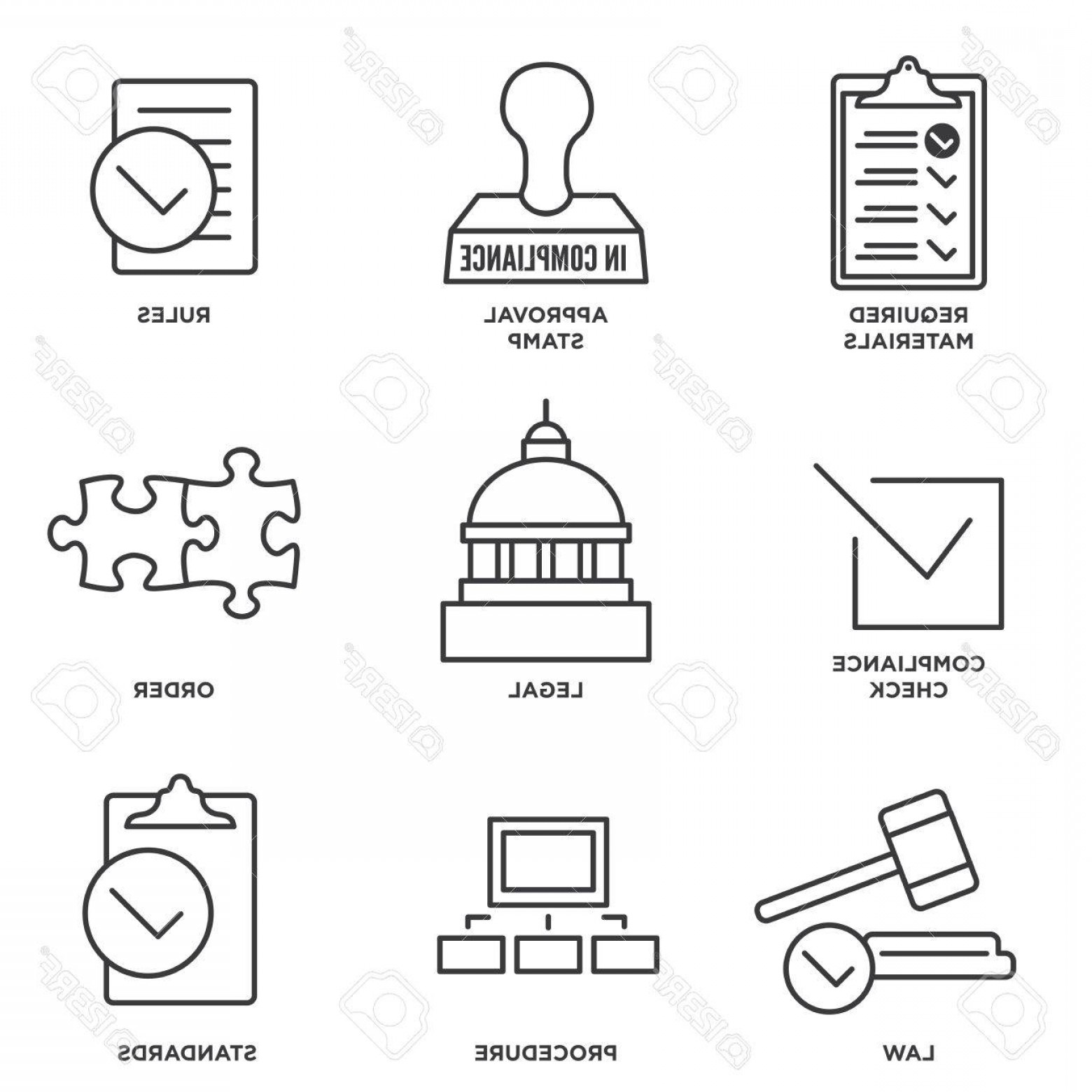 1560x1560 Photostock Vector In Compliance Icon Set Outline With Legal