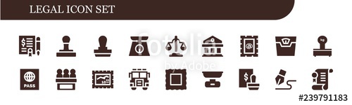 500x150 Vector Icons Pack Of Filled Legal Icons Stock Image