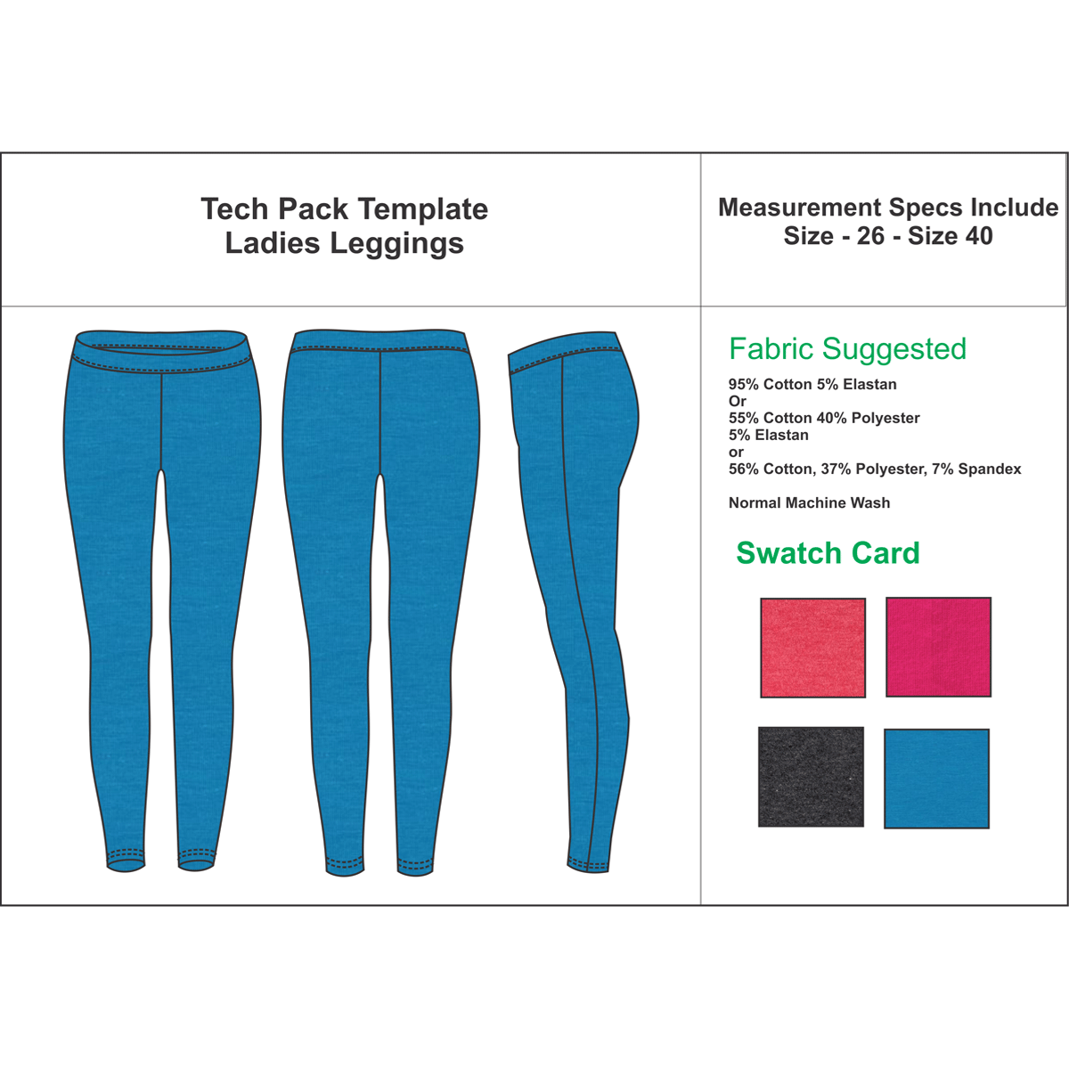 1200x1200 Tech Pack Template Women's Leggings Tech Packs In Tech