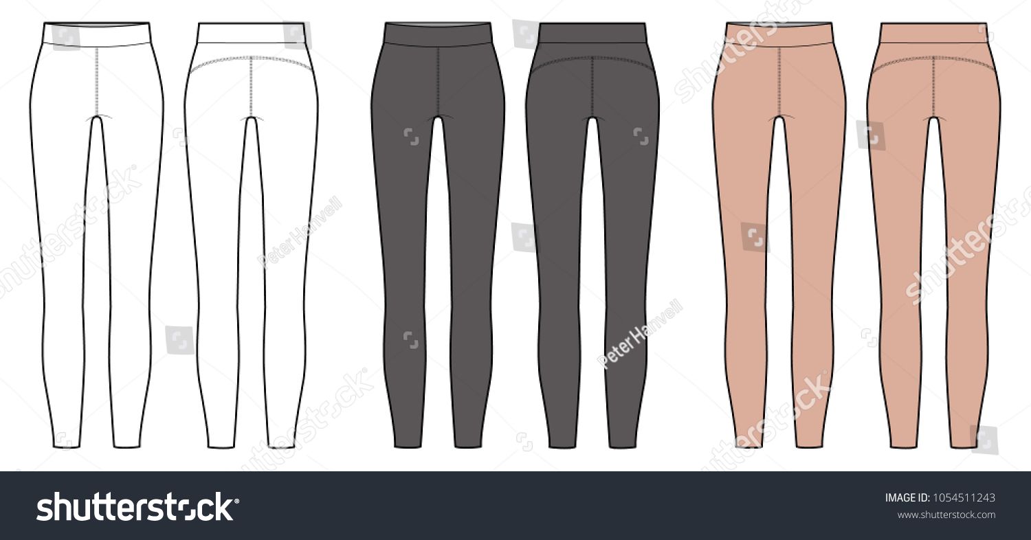 1500x786 Leggings Pants Fashion Vector Illustration Flat Sketches Template