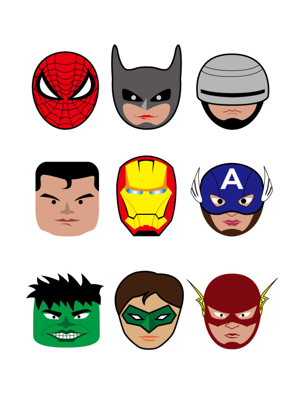 600x848 Cartoon Superheroes Head Portrait Vector Free Download