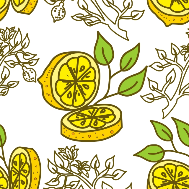 640x640 Lemon Fruit Pattern Seamless Vector Template, Lemon, Vector