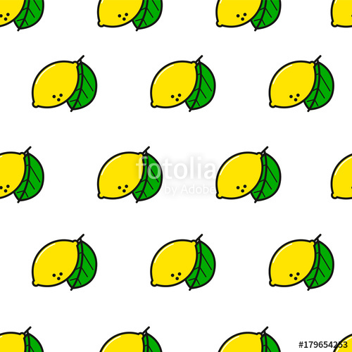 500x500 Lemon Simple Line Style Seamless Pattern Vector Tropical