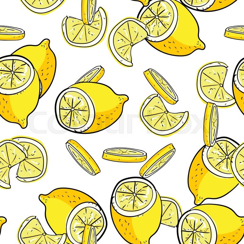 800x800 Lemon Vector Hand Draw Seamless Stock Vector Colourbox