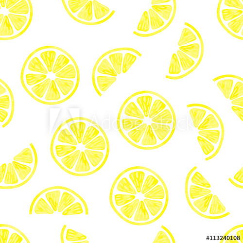 500x500 Watercolor Lemon Seamless Pattern Vector Background With Lemon