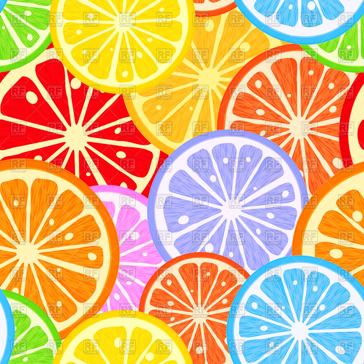1200x1200 Lemon, Lime And Grapefruit Slices Seamless Pattern Vector Image