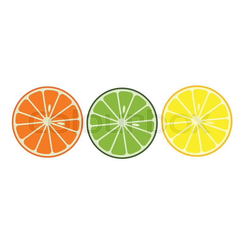 800x800 Lemon Slice, Lime Slice And Orange Stock Vector Colourbox