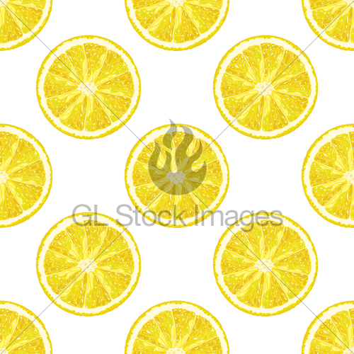 500x500 Vector Seamless Pattern Of Lemon Slice Realistic Citrus Gl