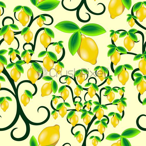 500x500 Lemon Tree Summer Juicy Fruit Seamless Pattern Vector Design