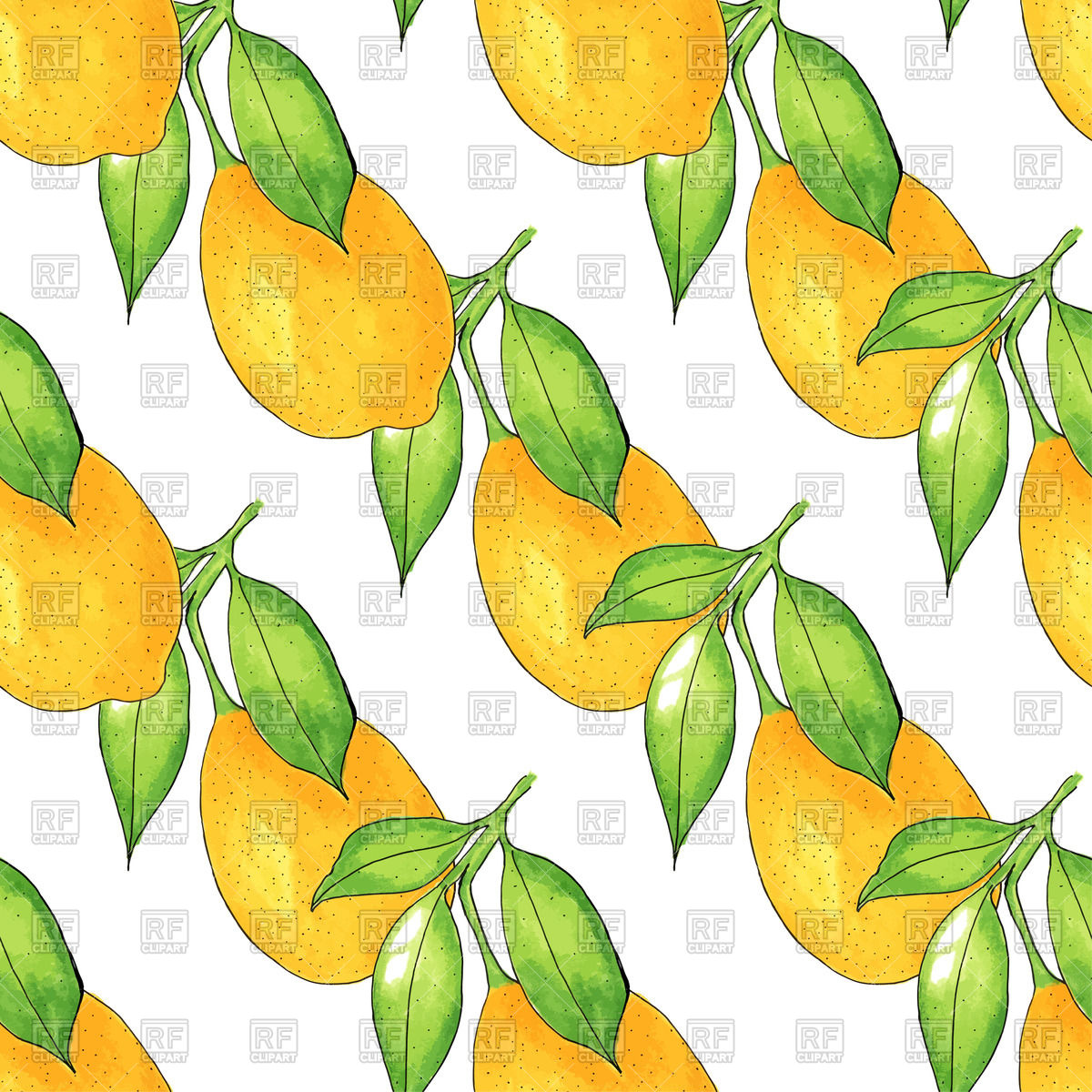 1200x1200 Seamless Watercolor Lemon Tree Branch Vector Image Of Backgrounds