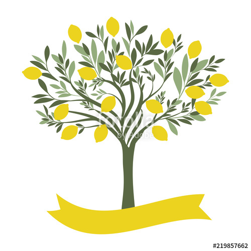 500x500 Vector Illustration Of Lemon Tree With Blank Label On White
