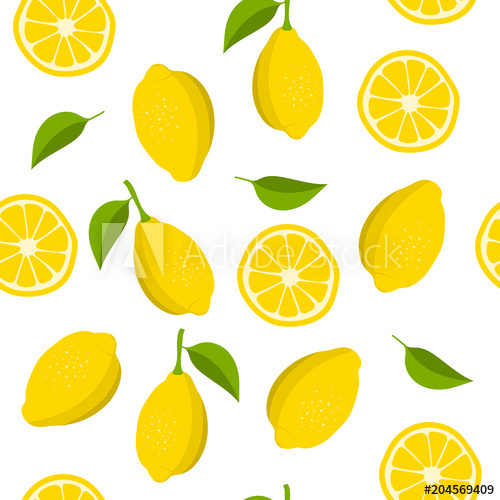 500x500 Lemon And Slices Of Lemon Pattern Summer Background With Yellow