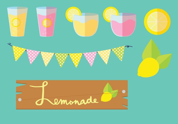 700x490 Lemonade Stand Vector Graphic Set Birthday
