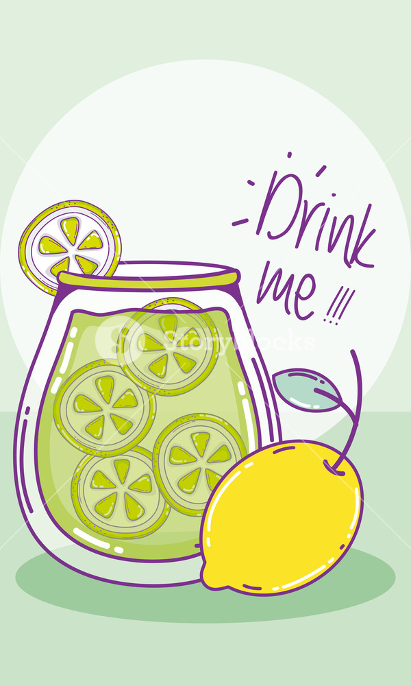 600x1000 Drink Men Lemonade Juice Mason Jar Vector Illustration Graphic
