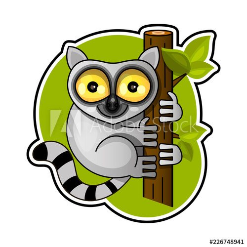 Cute Lemur On The Branch Vector Illustration 500x500 Cute Lemur On The Branch Vector Illustration