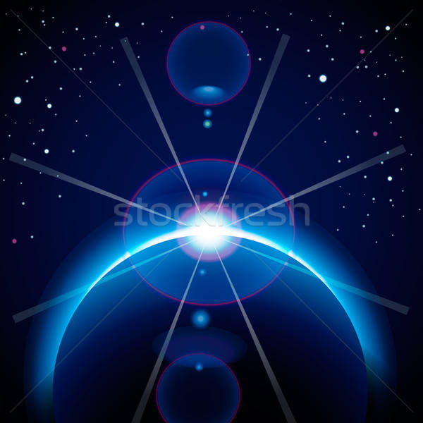 600x600 Solar Eclipse Background With Stars And Lens Flare Vector