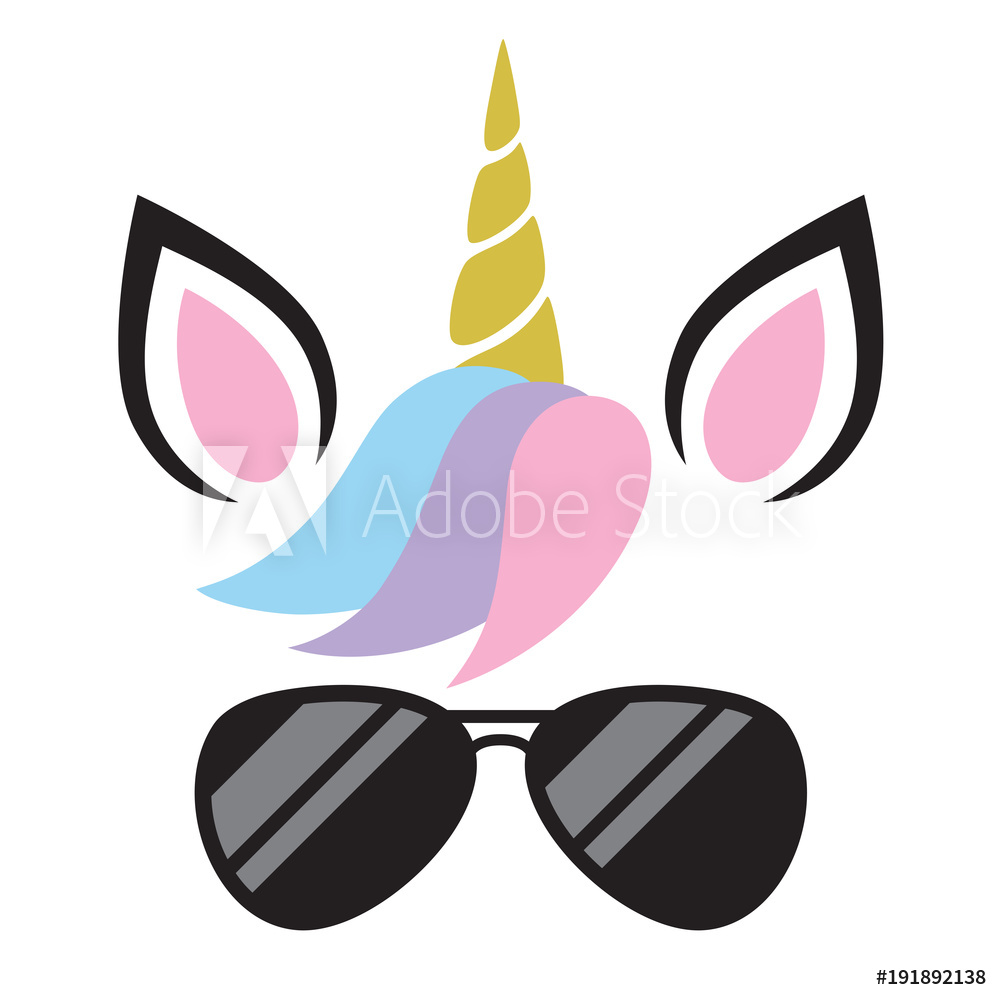 1000x1000 Vector Illustration Of Cute Unicorn Face Wearing